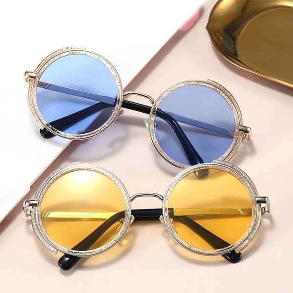 Retro Round Steampunk Sunglasses