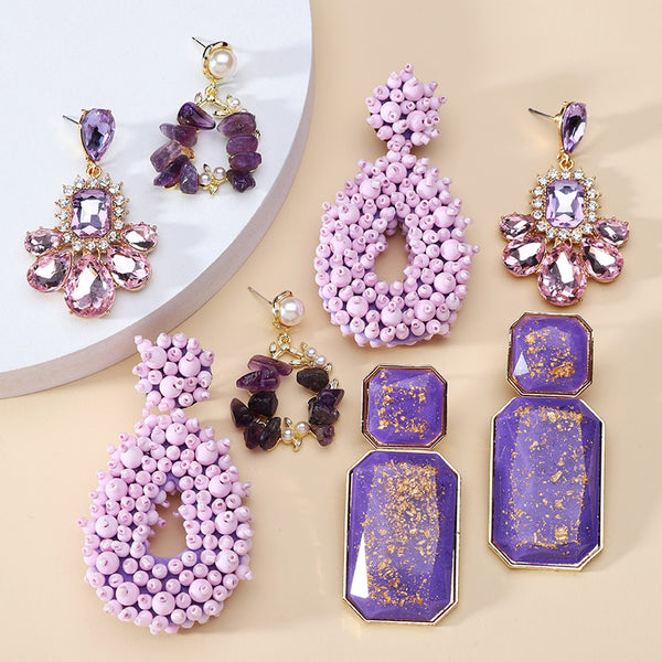 Purple Color Drop Earrings