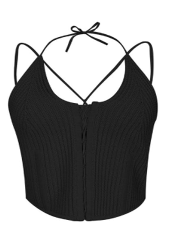 New Knitted Bandage V-neck Halter Too