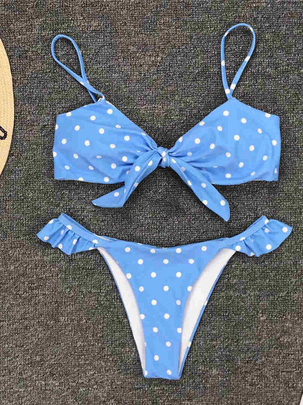 Sexy Bow Polka Dot Two-piece Bikini Swimsuit