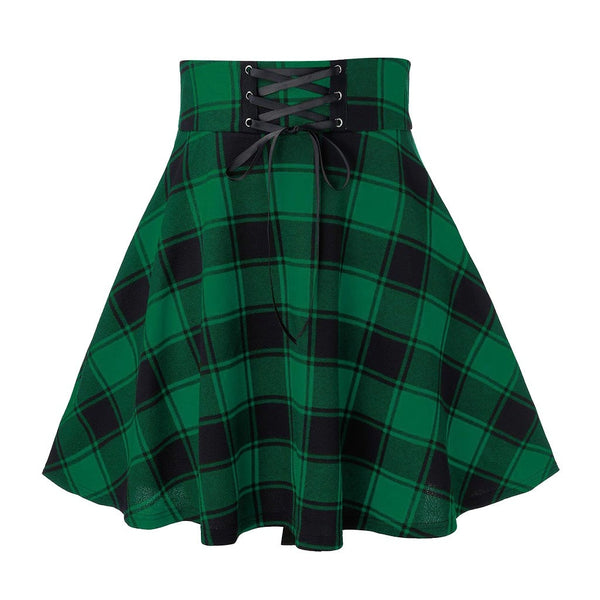 Plaid Pleated Mini Skirt