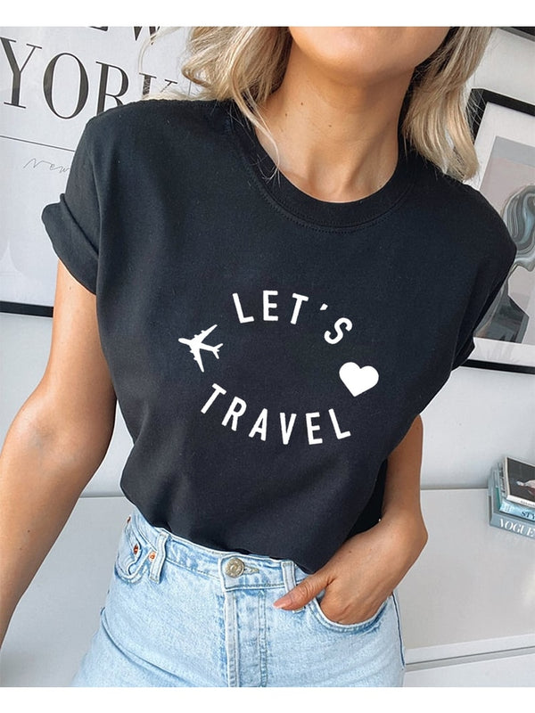 Let's Travel Print T Shirts