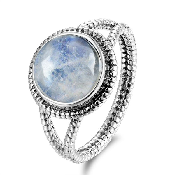 Natural Moonstone Silver Ring