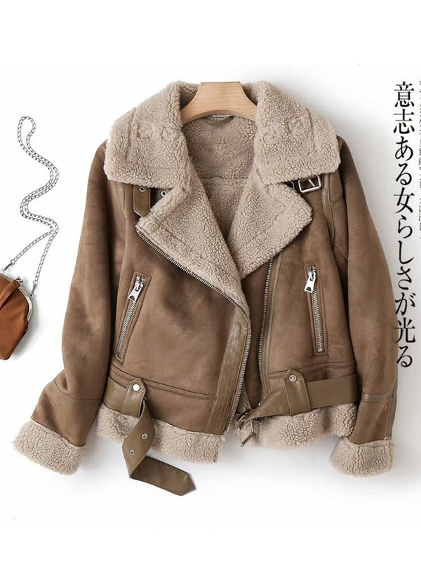 Warm Faux Leather Shearling Sheepskin Jacket