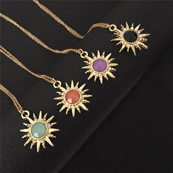 Colorful Stone Sun Necklace