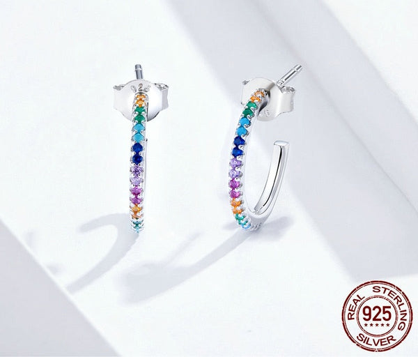 Rainbow Color Half Hoop Earrings