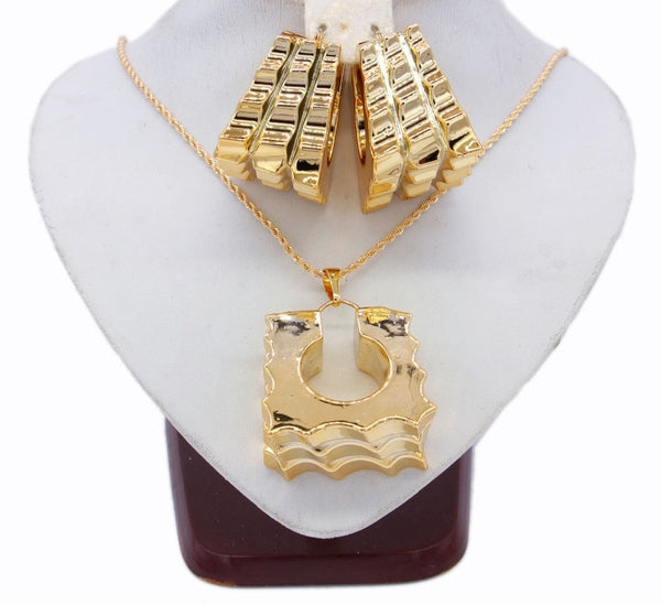 Groovy Square Necklace Earrings Set